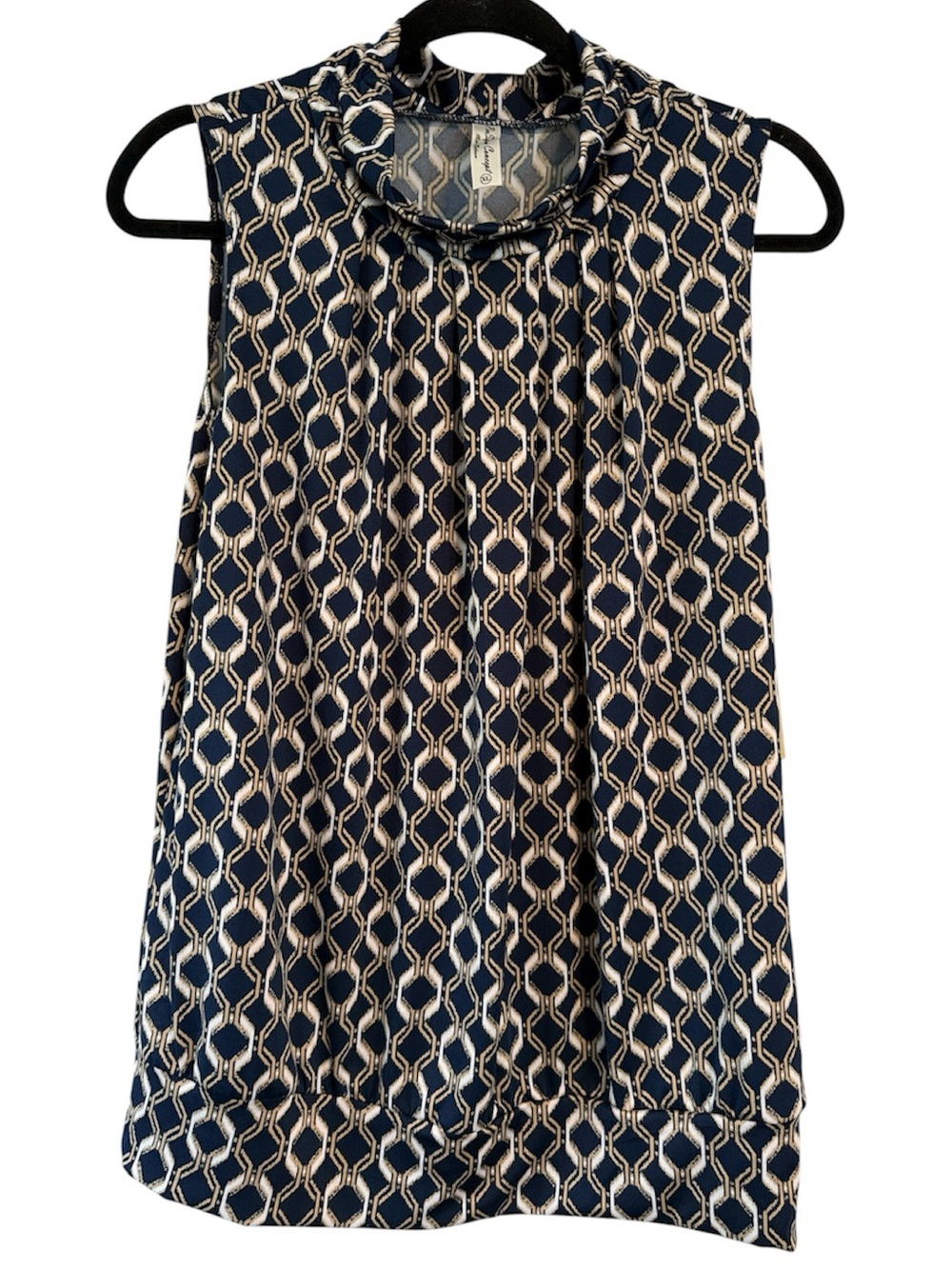 PerSeption Concept Navy Blue Patterned Sleeveless Blouse NWT